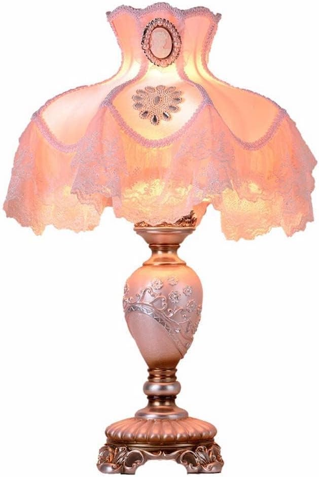 Vintage Pink Table Lamp Victorian Style with Button Switch Decorative Desk Lamp - Bedside Lamps for Nightstand for Living Room Bedroom Office