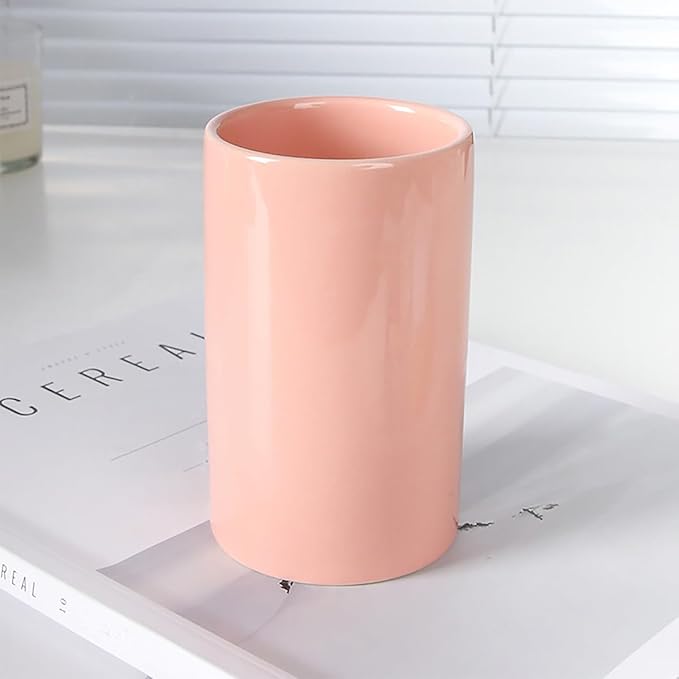 AHCDKKY Ceramic Electric Toothbrush Holder,Bathroom Cup for Toothbrush and Toothpaste Organizer,Bathroom Tooth Brush Holders(300ml,Pink)