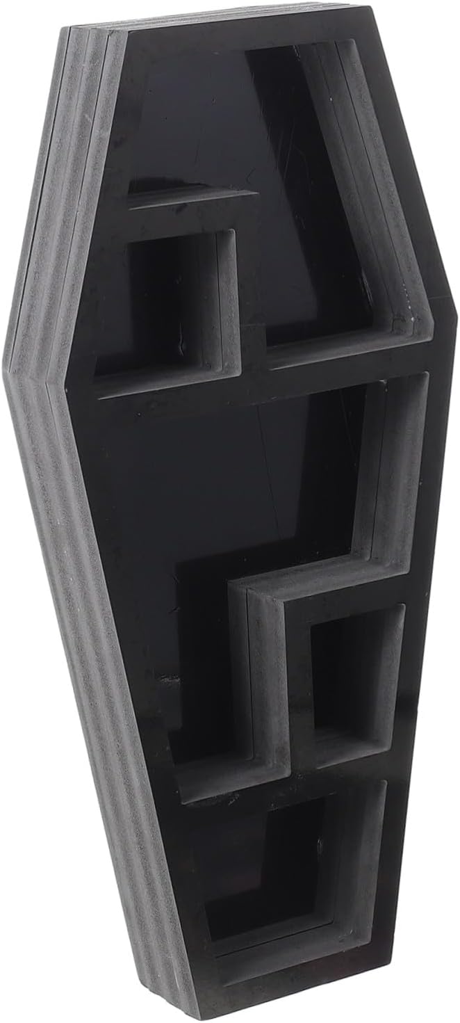 VICASKY Creative Gothic Coffin Storage Rack Eerie Decor Organizer for Halloween Parties Coffin Shelf for Knick-knacks Books Candles and Spooky Accents