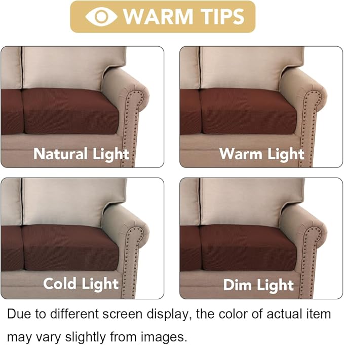 H.VERSAILTEX Super Stretch Individual Seat Cushion Covers Sofa Covers Couch Cushion Covers Slipcover Sets Thick Jacquard Textured Twill Fabric (1 Piece Chair Cushion Cover, Burnt Brick)