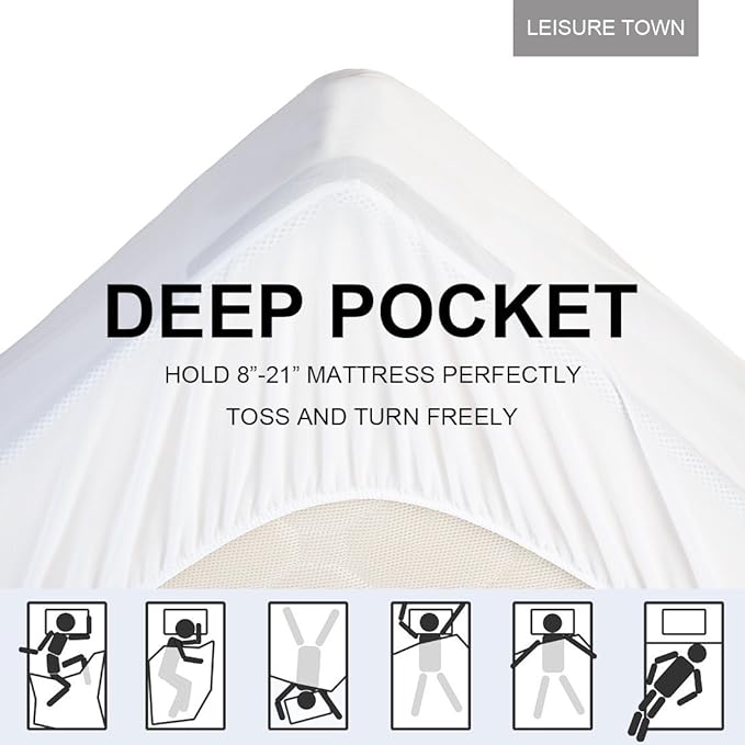 LEISURE TOWN Cotton Mattress Pad Twin XL Size Fitted Quilted Mattress Cover Pillow Top Mattress Topper Cooling Soft Breathable Mattress Protector with 8-21 Deep Pocket,Machine Washable (39x80 White)