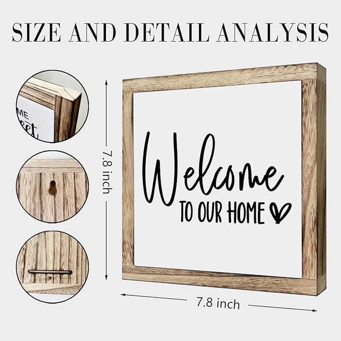 Welcome Sign, Wooden Box Signs for Home Decor, Freestanding Welcome Sign, Farmhouse Entryway, Front Door, Porch, Housewarming Tabletop, Welcome To Our Home (A1)