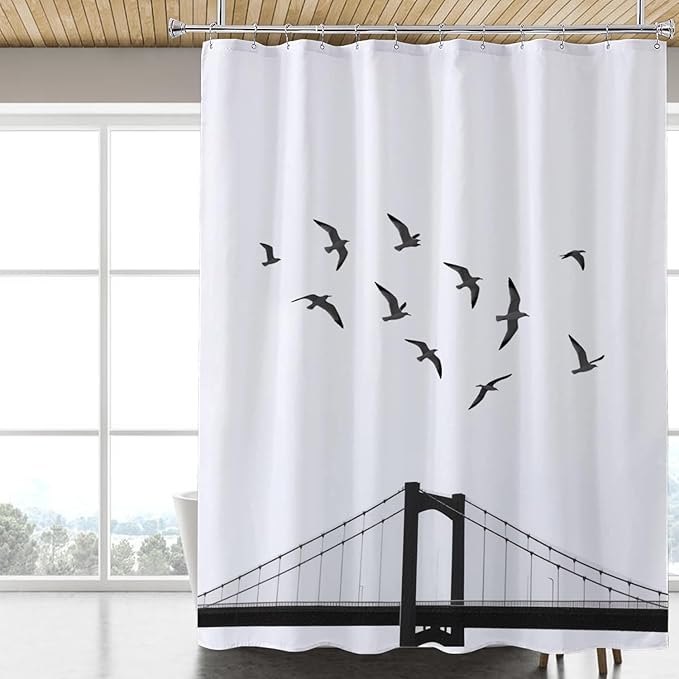 LLSCL Fabric Shower Curtain Liner with Magnets, Waterproof Hotel Quality, 72 x 72 Machine Washable