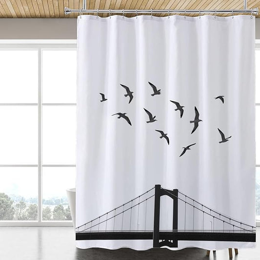 LLSCL Fabric Shower Curtain Liner with Magnets, Waterproof Hotel Quality, 72 x 72 Machine Washable