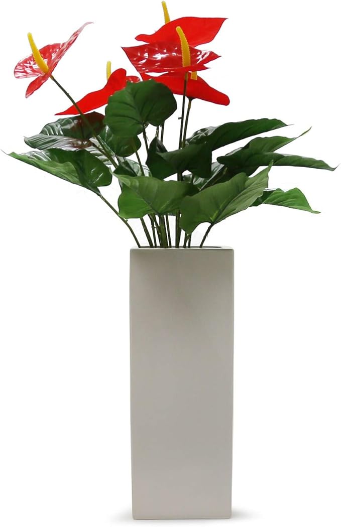 WGV Ceramic Block Vase 5" W x 14" H, (Multiple Size/Color Choices) Matte Tall Square Flower Planter Pot, Accents Home Office Tabletop Decor, Ideal Gifts White 1 Piece (CSB0514WT)