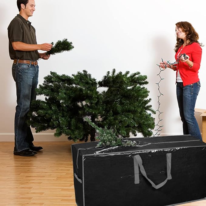 Artificial Tree Storage Bag By ProPik | Perfect for Up to 9’ Tall Disassembled Tree | 65” X 15” X 30” Holiday Tree Storage Case | Xmas Storage Container with Handles and Sleek Zipper (Black)