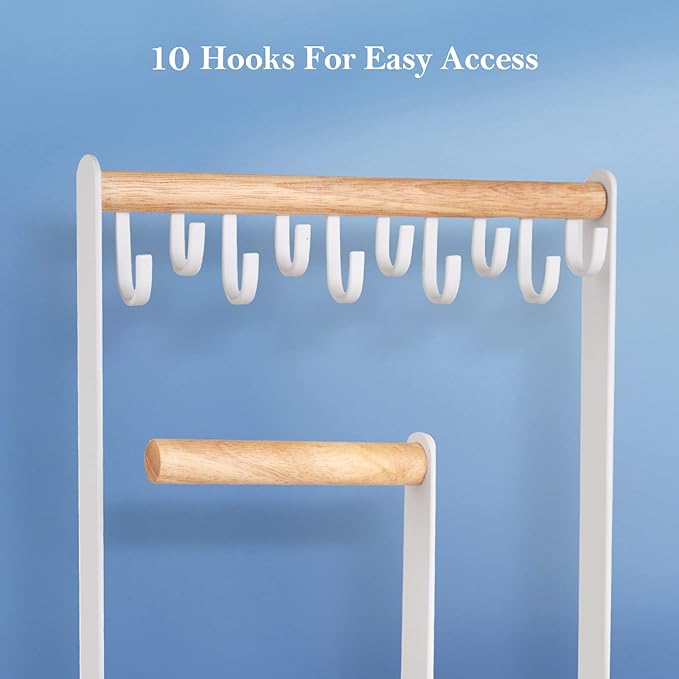 ProCase Jewelry Stand Holder Organizer, 4-Tier Necklace Holder with Ring Tray, 10 Hooks Necklaces Hanging Small Jewelry Display Storage Tower Tree for Bracelets Earrings Watches -Medium, White