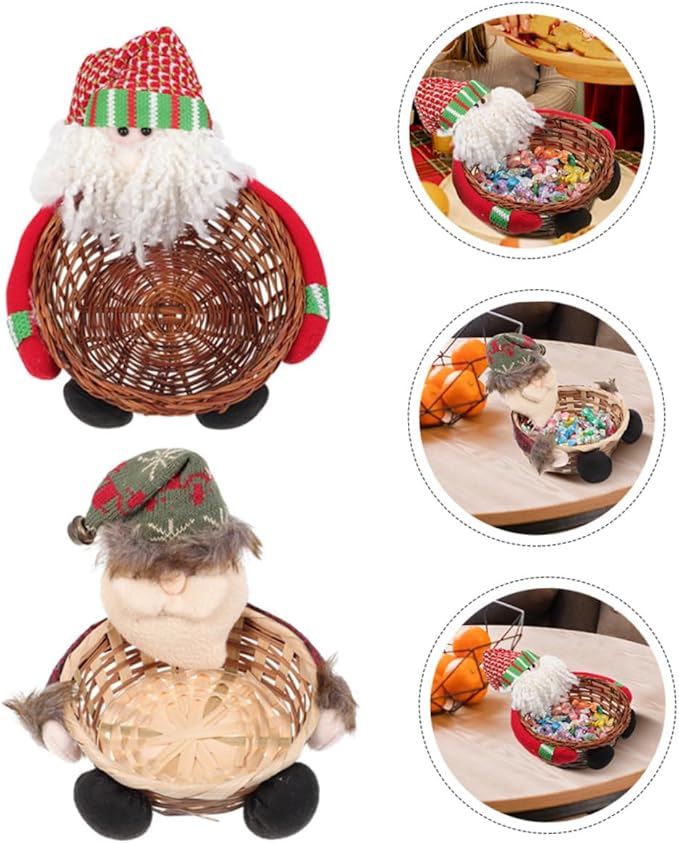 2pcs Christmas Storage Baskets Woven Decorative Baskets for Home Desktop Adornment Multi-Functional Xmas Candy for Retail Office and More Eye-catching Design Versatile Use