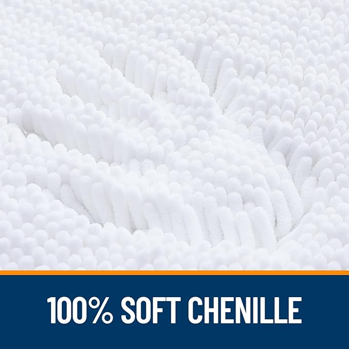 OLANLY Bathroom Runner Rugs 59x24, Extra Soft Absorbent Chenille Bath Rugs, Rubber Backing Quick Dry, Machine Washable Long Bath Mats for Bathroom Floor, Tub and Shower, Home Decor Accessories, White