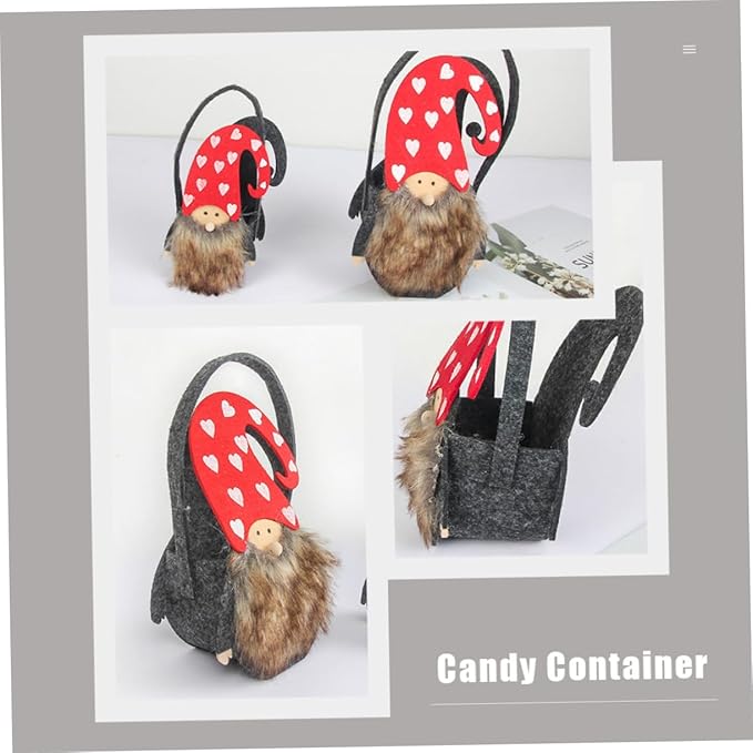 PRETYZOOM 2pcs Christmas Candy Baskets Felt Cloth Storage Baskets for Festive Desktop Decor Santa and Snowman Design for and