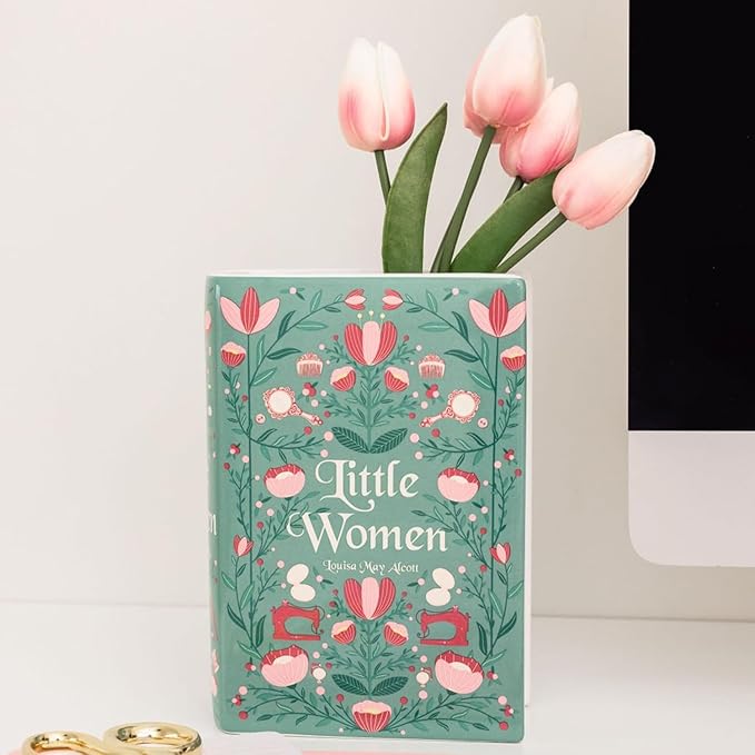 Steel Mill & Co Original Large Book-Shaped Decorative Vase, Ceramic Vases for Home Decor, Cute Bookshelf Decor, Unique Vase for Mother's Day, Little Women