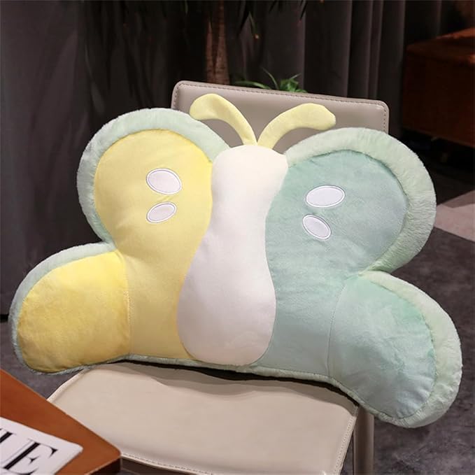 Cute Butterfly Reading Pillow Faux Fur Reading Pillow Back Rest Pillow with Arms TV Relax Sitting Pillow for Reading,Relaxing,Watching TV,Gaming