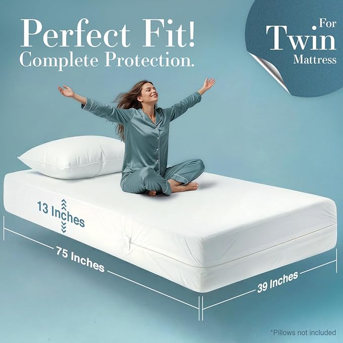 Utopia Bedding Mattress Protector Zippered Twin Size (Pack of 10), 100% Waterproof Bed Bug and Dust Mite Proof Mattress Encasement, Absorbent 6 Sided Mattress Cover