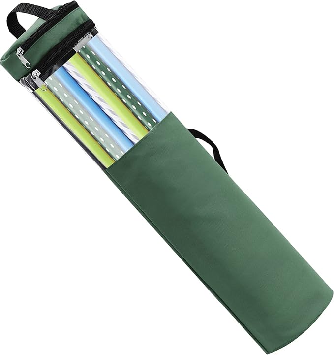 Long Gift Wrap Organizer Bag 42x8.8in Christmas Wrapping Paper Storage Bin 600d Oxford Under Bed Gift Wrap Storage with Clear Window, Dual Zips, Carry Handles