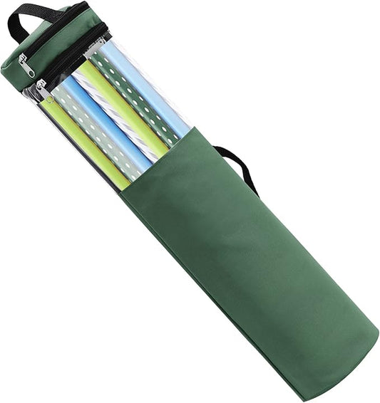 Long Gift Wrap Organizer Bag 42x8.8in Christmas Wrapping Paper Storage Bin 600d Oxford Under Bed Gift Wrap Storage with Clear Window, Dual Zips, Carry Handles