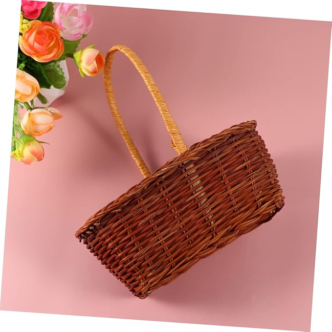 Luxshiny 2pcs Rectangular Easter Basket Mini Storage Holder Handle for and Storage for Home and Kindergarten Decoration