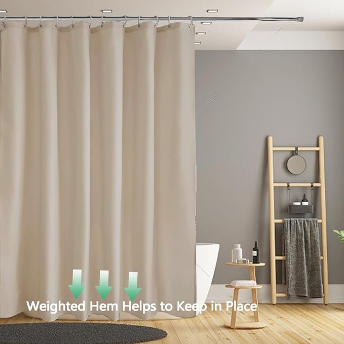 LLSCL Fabric Shower Curtain Liner with Magnets, Waterproof Hotel Quality, 72 x 72 Machine Washable