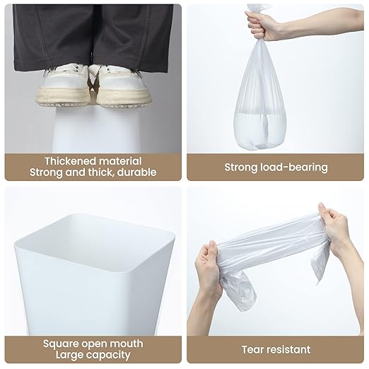 Eccliy 6 Pack 1.6 Gallons Trash Can Small Bathroom Plastic Trash Can with 3 Rolls of Bags for Bedroom Home Office Living Room Kitchen(Gray, White,6)
