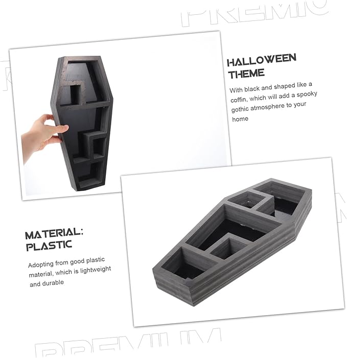 Halloween Coffin Storage Rack Gothic Coffin Organizer for Spooky Decor for Haunted House Parties and Accents