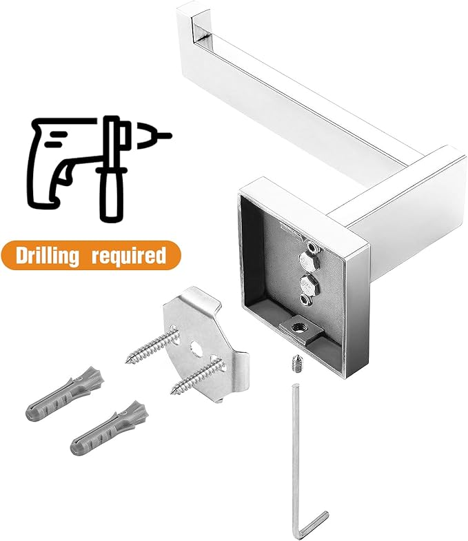 HITSLAM Chrome Fit Jumbo Rolls Toilet Paper Holder Wall Mount Polished Square Silver 304 Stainless Steel Toilet Paper Roll Holder for Bathroom Rustproof