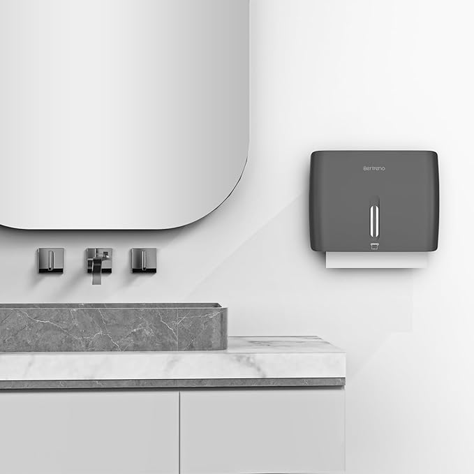 Commercial Paper Towel Dispenser Wall Mount Paper Hand Towel Dispenser Large Capacity 200 Multifold/Trifold/C Fold Paper Towel Dispenser Bathroom Adhesive Tissue Dispenser （Black）