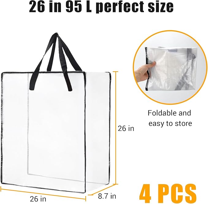 Wreath Storage Bag 4-Packs, 26 Inches 95 L Wreath Storage Container for Home Storage, Storage Bag for Spring Summer Christmas Wreath Decorations or Clothing Blanket Comforters Bed Sheets Pillows