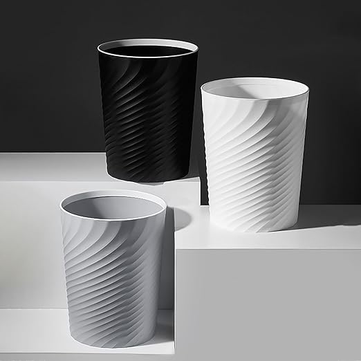Bathroom Trash Can 1.8 Gallon Small Waste Basket Garbage Can for Dorm Kitchen Toilet Office Bedroom, 2 Pack White