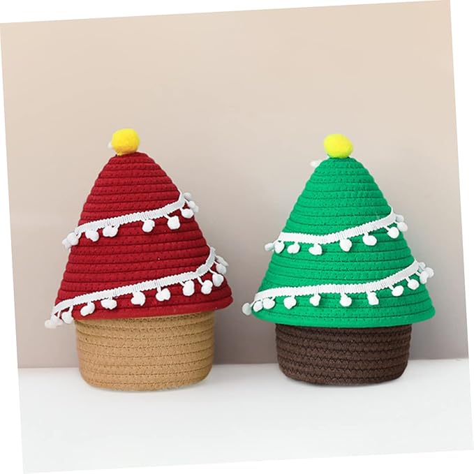 SOLUSTRE Cartoon Christmas Tree Storage Basket Thread Decorative Organizer for Toys and Sundries for Holiday and Everyday Use Lightweight and Stylish Design