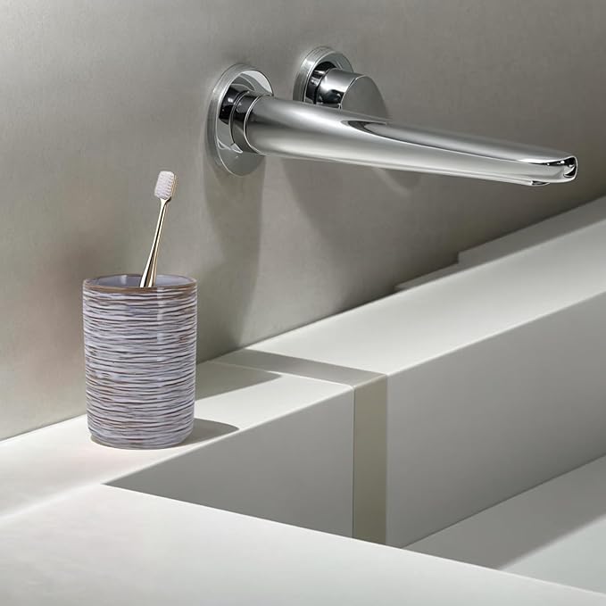 Ceramic Toothbrush Holder for Bathroom, Ceramic Toothbrush Cup, Toothpaste Organizer for Bathroom Countertop, Bathroom Storage Organizer (Stripe)