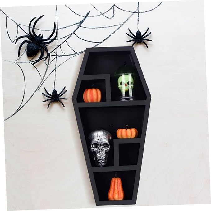 Vaguelly Creative Gothic Coffin Storage Rack Lightweight Organizer for Horror Decor Sundries for Halloween Parties Casket Shelf for Decor