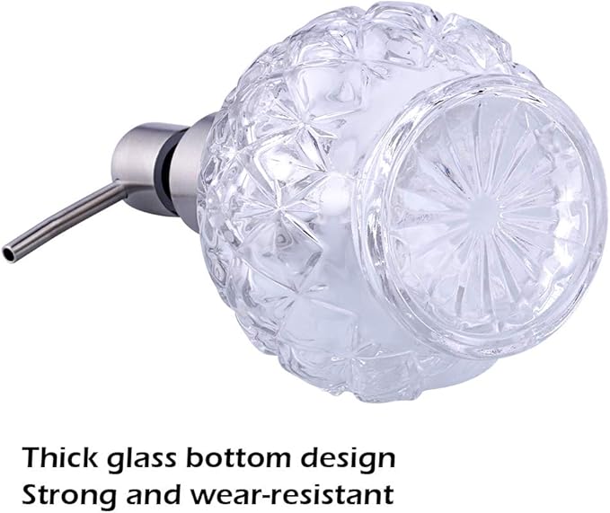 YunNasi Soap Dispenser with Stainless Steel Pump, Clear Crystal Design, Vintage and Elegant, Refillable Liquid Hand Soap Dish Soap Dispensers for Bathroom Counter, Kitchen Sink (Style 1)