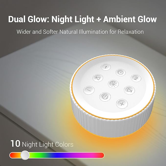 BGOVERSS White Noise Machine, 26 Hi-Fi Soothing Sounds & 10 Colors Night Light Sound Machine for Sleeping Adults, Baby & Kids, Portable Sleep Machine with 6 Timers, Noise Canceling for Home Office