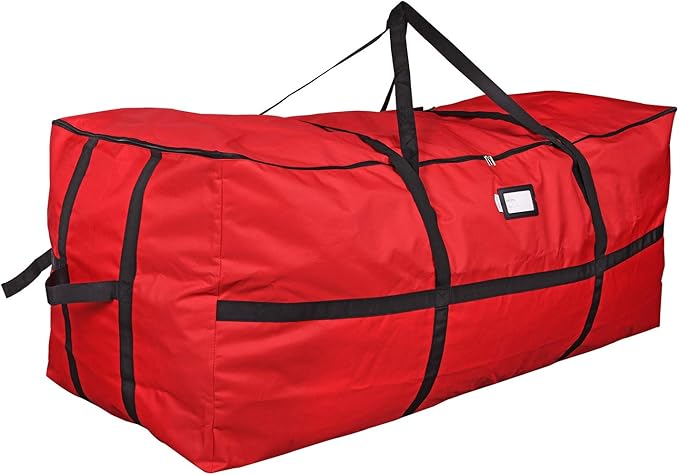 ProPik Christmas Tree Storage Bag, Fits up to 9 Ft. Tall Disassembled Holiday Tree, Heavy Duty Storage Container, 24" Height X 24" Extra Wide X 60" Long with Top and Side Handles and Straps (Red)