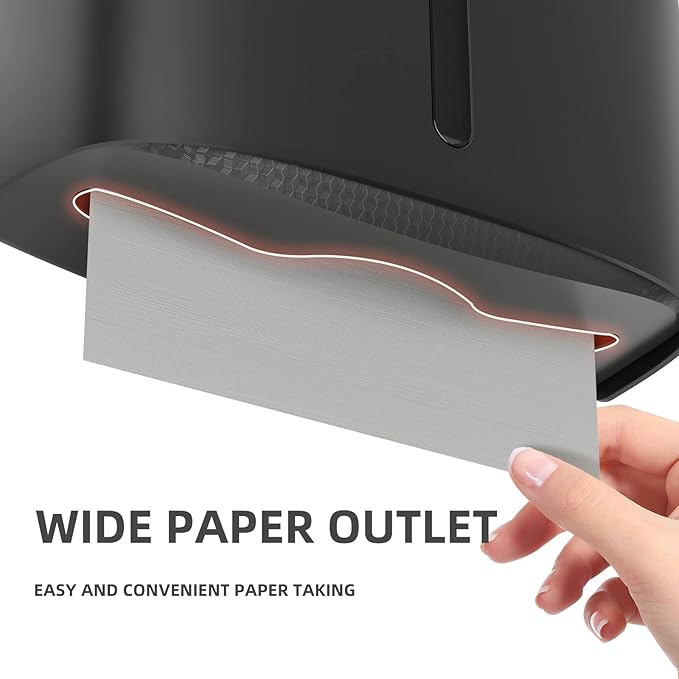 Commercial Paper Towel Dispenser Wall Mount Paper Towel Holder Large Capacity C Fold Hand Towel Dispenser Bathroom Tissue Dispenser (Black)