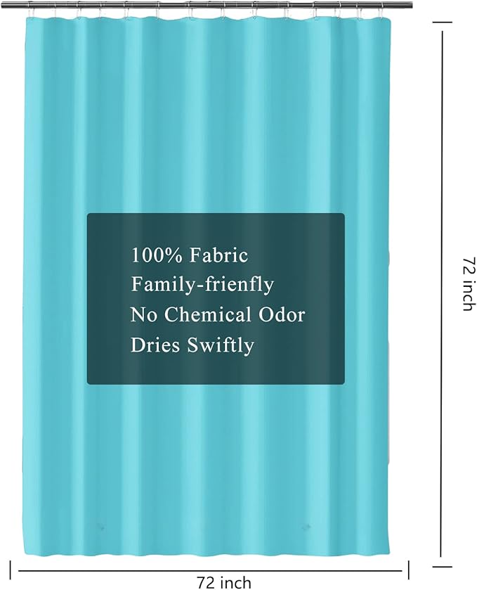 LLSCL Sapphire Blue Fabric Shower Curtain Liner with Magnets, Waterproof Hotel Quality, 72 x 72 Machine Washable