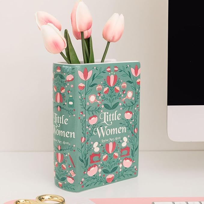 Steel Mill & Co Original Large Book-Shaped Decorative Vase, Ceramic Vases for Home Decor, Cute Bookshelf Decor, Unique Vase for Mother's Day, Little Women