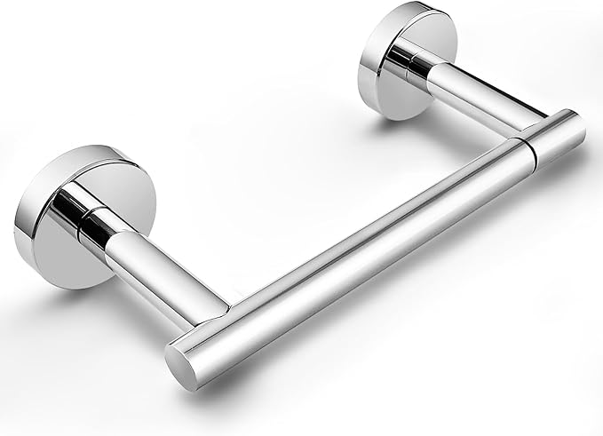 POKIM Polished Chrome Toilet Paper Holder, Stainless Steel Double Post Pivoting Wall Mount Holder, Fits Mega Large/Jumbo Rolls, Commercial Bathroom Tissue Dispenser for Home & Commercial Use