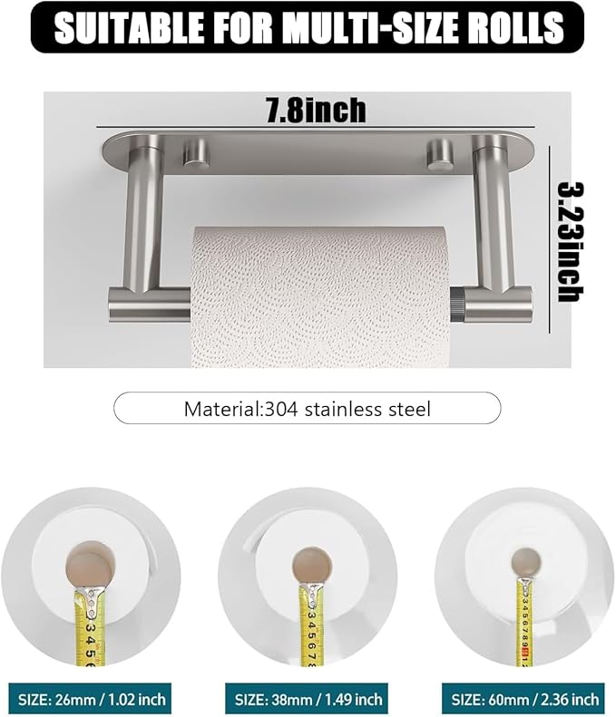 Toilet Paper Holder - Bathroom Toilet Paper Holder Adhesive or Screw Wall Mounted Swivel Snap Lock Design Fits Anywhere Stainless Steel Bathroom Tissue Roll Holder