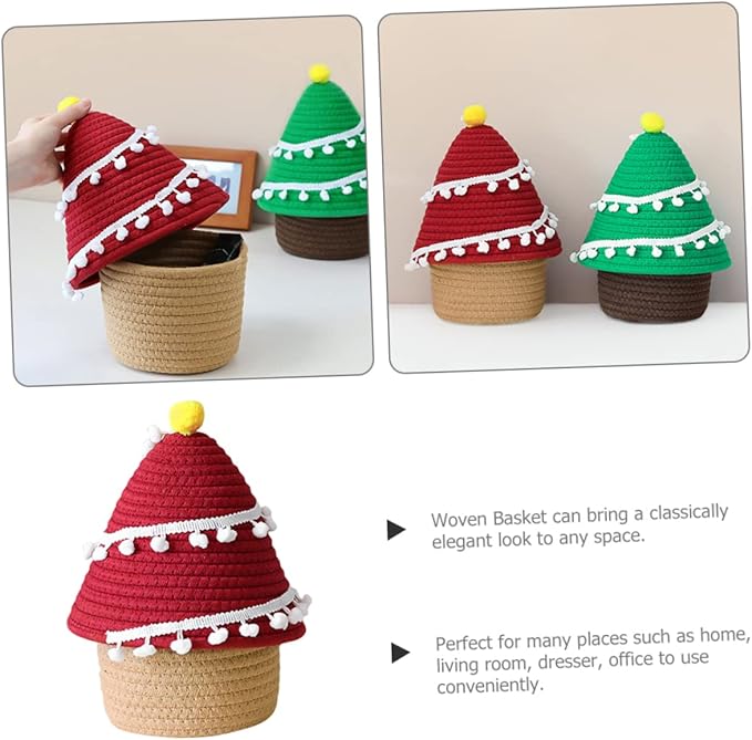 Small Storage Baskets for Christmas Tree Cotton Woven Organizing Basket Desktop Wardrobe Sundries Organizer