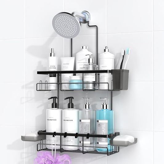 AKTECKE Shower Caddy Hanging Bathroom Organizer: Rustproof Shelf for Inside Shower - No Drilling Racks Over Showerhead - Bath Shelves for Shampoo Soap