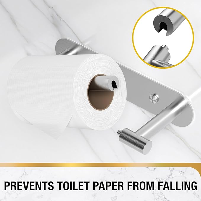 HITSLAM Brushed Nickel Toilet Paper Holder, SUS304 Stainless Steel Bathroom Toilet Paper Roll Holder Wall Mounted and Self Adhesive, No Drill Tissue Holder Use for Washroom and Kitchen