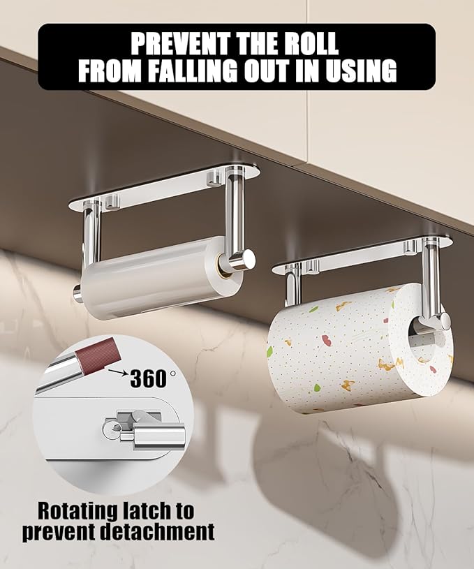 Toilet Paper Holder - Adhesive Toilet Paper Holder or Screw Wall Mounted Swivel Snap Lock Design Fits Anywhere Stainless Steel Bathroom Tissue Roll Holder Chrome