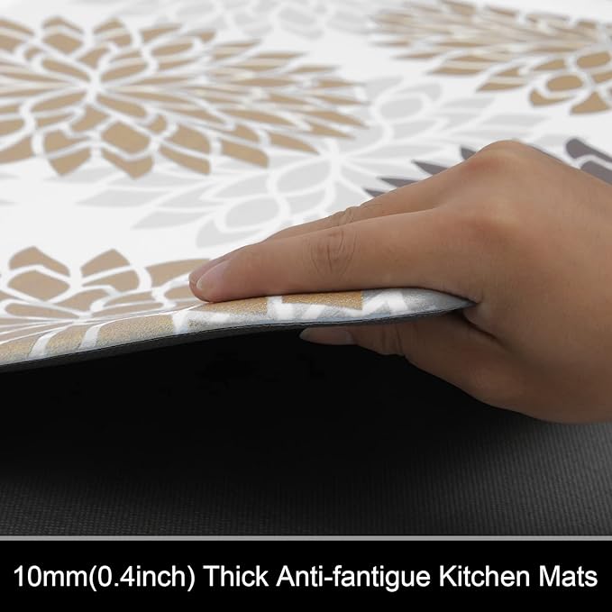 HEBE Anti Fatigue Kitchen Rugs Sets of 2, Non Slip Kitchen Mats for Floor, Waterproof Cushioned Comfort Standing Carpet for Kitchen Sink, Home Office, Laundry Room