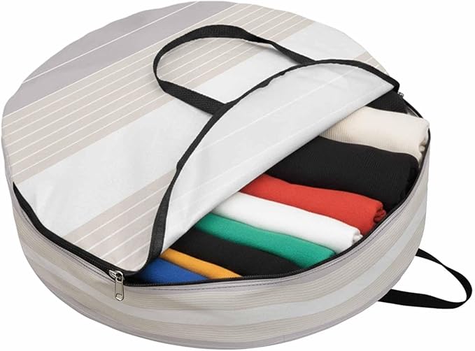 Storage Bag Cream Striped Round Storage Totes Bins Closet Organizers with Zippers & Handle Ombre Stripes Clothes Storage Container for Bedroom Dorm Space Saving Packing Supplies Moving Bags