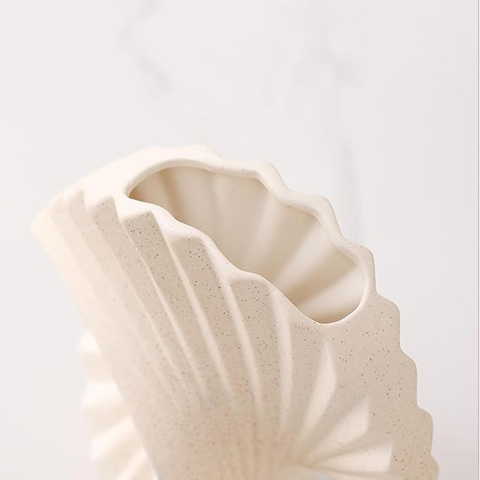 Handmade Ceramic Shell - Shaped Vase Se Artistic Textured Vases for Home Decor, Modern Minimalist Accent Pieces