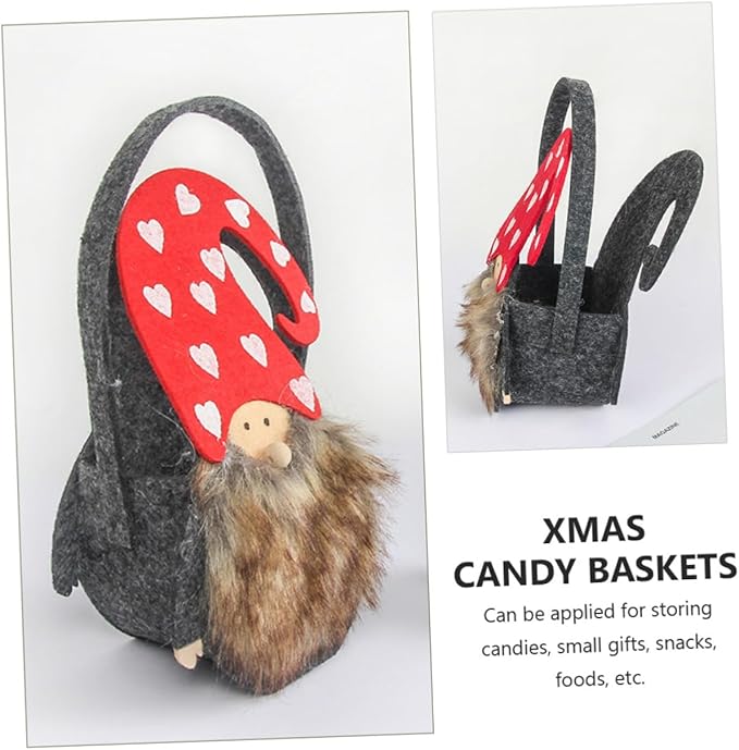 PRETYZOOM 2pcs Christmas Candy Baskets Felt Cloth Storage Baskets for Festive Desktop Decor Santa and Snowman Design for and
