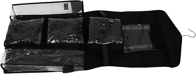 Hemobllo The Door Hanging Storage Organizer Bag for Wrap and Sundries, Black Fabric Hanging Pocket Organizer with Multiple Compartments for Closet and Door Storage