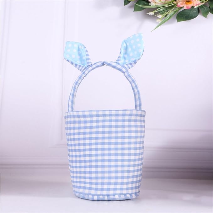 Colorful Striped Easters Basket Checkered Pattern Foldable Reusable Holiday Decors Storage Bin Striped Basket Party Supplies