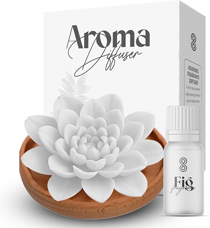HOME ARCHIVE Aroma Diffuser with Aromatherapy Fragrant Oil Diffusers for Home Room Decor Fig Fragrance (Peony Flower (White))