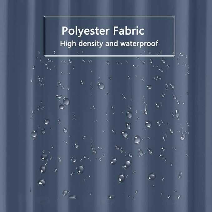 LLSCL Blue Fabric Shower Curtain Liner with Bottom Counterweight, Waterproof Hotel Quality, 72 x 72 Machine Washable